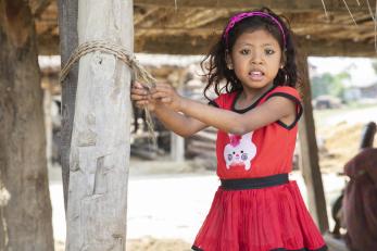 Girl in nepal looking at camera