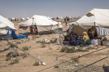 In this informal settlement in Syria, people are still waiting to be able to return home. We're providing them with arrival kits to help them with basic essentials. Photo: Ezra Millstein/Mercy Corps