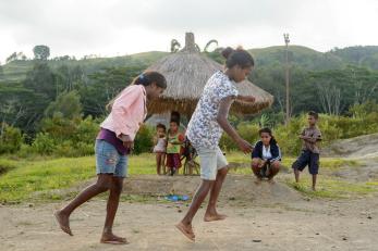Children playing outside in timor-leste