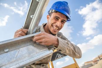 Young Jordanian construction worker.