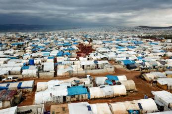 Aerial view of refugee camp.