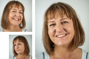 A composite image of three portraits of the same person.