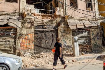 Beirut street scene, after the explosion.