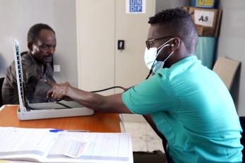 A patient meeting with a doctor.