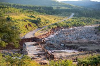 A damaged bridge on the road to Ngangu, Zimbabwe.