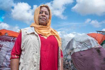 Mercy Corps CEO Tjada D’Oyen McKenna at a camp for displaced people in Baidoa, South West State of Somalia.