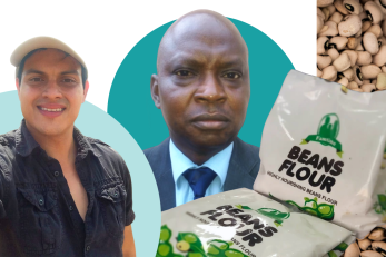 Entrepreneurs Carlos Villatoro and Razaq Ogunbanwo connect through MicroMentor to help Razaq’s food business grow.