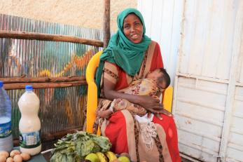 Ethiopian woman holding baby