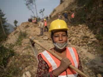 Nepal woman helping rebuild after earthquake