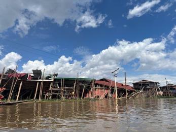 Flooded homes in Myanmar.