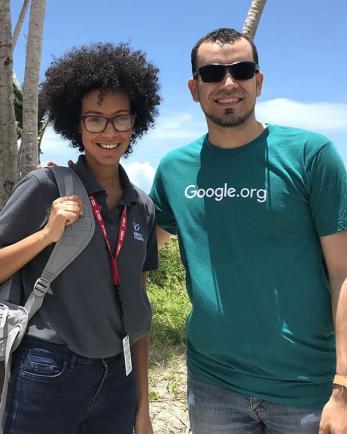 Mercy Corps team member Karla Pena and Google employee in Puerto Rico after Hurricane Maria