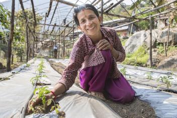 Mercy Corps helped the couple return home and restart their farming. Now Shyam and Sabitri (pictured) work their land together. "We had lost all hope," Shyam says, "but now we have hope that if we start something, if we work, something can happen."