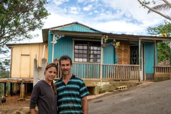 “I knew we were going to lose our house,” Lizbeth says. “It’s a simple wooden house. … [The support from Mercy Corps] is a huge deal. We get water from the mountains and we have no idea if it’s clean or not. The money helps us a lot because right now one of our kids needs a pill that costs $1,000 each.”