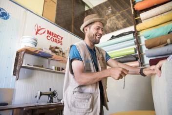 Mohammed creates customised equipment for children with special needs at the Zaatari refugee camp in Jordan. PHOTO: Ezra Millstein/Mercy Corps