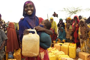 Dirty water has led to a cholera outbreak in Somalia impacting more than 28,000 people. Mercy Corps is providing clean water for people like Fatima (pictured in the third photo) to use for drinking, bathing, and household needs.