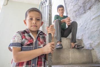 Othman (left, 7) and his brother, Ali (right, 13), are two of the thousands of children in Mosul who haven’t been able to go to school for nearly three years due to ongoing conflict. Their parents hope to return home one day in the future.