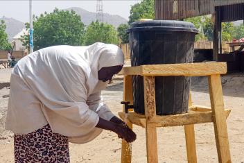 We are adapting programs so support can continue with appropriate social distancing. During the distribution of building materials for permanent shelters in Nigeria, participants were taught the importance of hand washing, and social distancing.