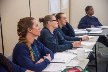 At Coffee Creek Correctional Facility, incarcerated women train with Mercy Corps Northwest to develop an entrepreneurial mindset, leverage the potential of self-employment, and promote resilience and economic stability.