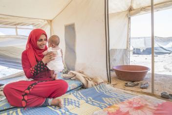Marwa and her three-month-old daughter are among the millions of people who have fled violence and found shelter in camps within Syria. Our teams provided Marwa’s family and others with basic supplies, so they can meet their most urgent needs. (Photo: Ezra Millstein, 2017)