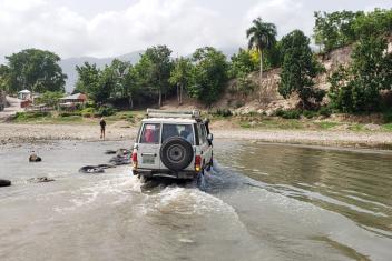 In order for us to reach the rural and mountainous L’Asile from Nippes, we must cross rivers and low-lying areas that had flooded from Tropical Storm Grace.
