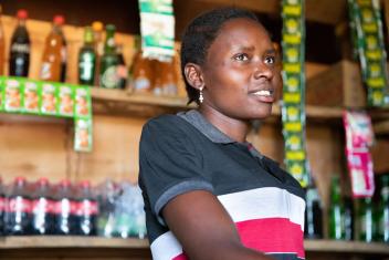 Through a Mercy Corps women’s group, Agily Lilly learned business skills and opened a small retail shop to support her two young daughters in Karamoja, Uganda.