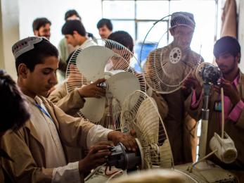 Young men participate in a wiring course through mercy corps' job skills training program in afghanistan. we recently added life skills education to the curriculum to help young people cope with the setbacks they face in addition to unemployment. all photos: will carter for mercy corps