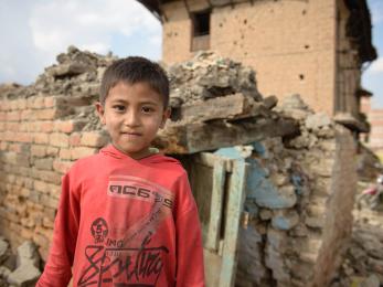 Boy in red shirt