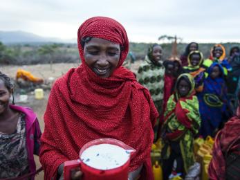 As a pastoralist in ethiopia, dima halke relies on the milk her livestock produce to support her eight children. photo: sean sheridan for mercy corps