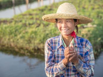 Woman in straw hat