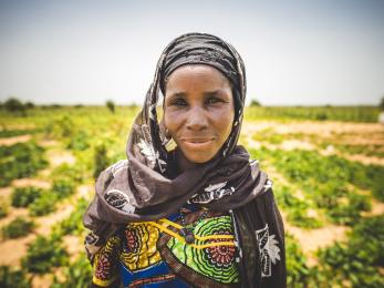 Salma, a mother of five, participates in mercy corps' farmer's field school in her community in rural niger. through the school, she is learning how to grow more crops and beat the chronic food shortages that strike her family every year.