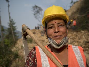 Nepalese road construction worker.