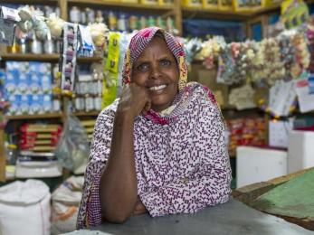 Woman business owner smiling