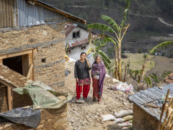 Women standing by home in nepal