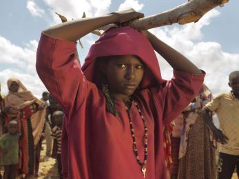 Girl in somalia with red top and scarf