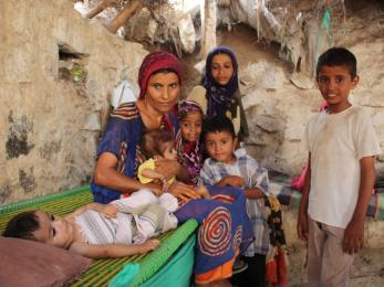 Family in yemen in their home