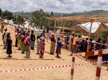 Drc community members in line for coronavirus services.