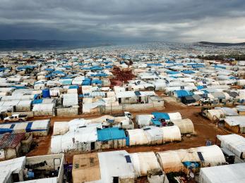 Aerial view of refugee camp.