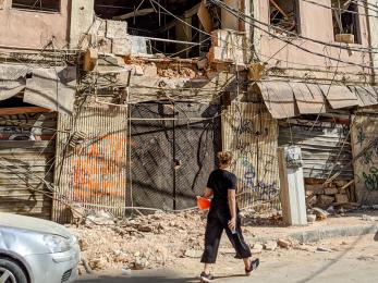 Beirut street scene, after the explosion.