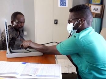 A patient meeting with a doctor.