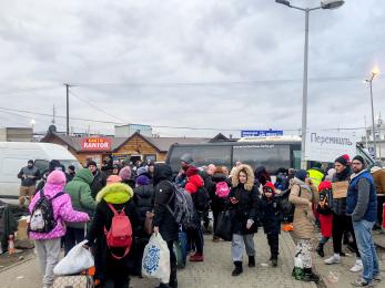 Displaced people from ukraine at the polish border.