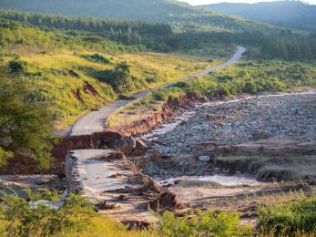 A damaged bridge on the road to ngangu, zimbabwe.