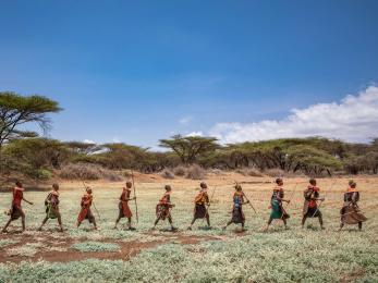 Women from six villages around ngilai, kenya gather for a daily ceremony asking the gods to provide rain.