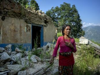 Woman on hillside in nepal